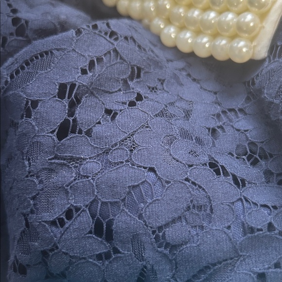 BETSEY JOHNSON Faux Pearl Collar Fit &Flare Dress cottagecore size 6 blue Lacey - Picture 15 of 16